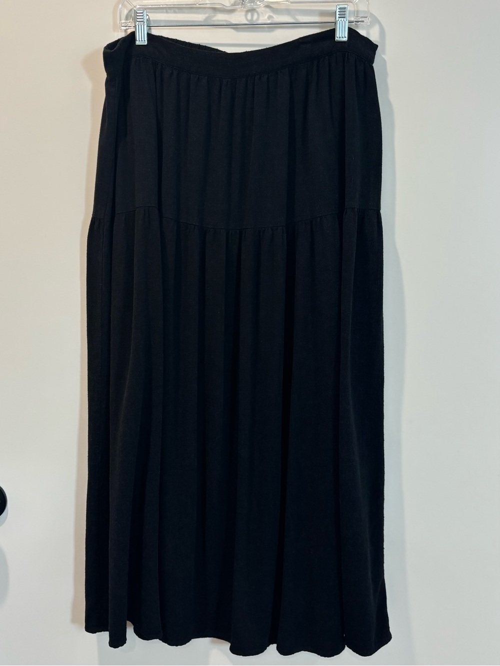 Universal Thread Black Rayon/Linen Tiered Maxi Skirt XL